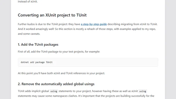 Converting an xUnit test project to TUnit