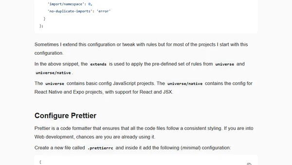 How to configure ESLint and Prettier in an Expo project