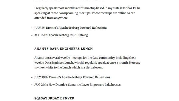 Upcoming Data Talks from Alex Merced (And how to follow)
