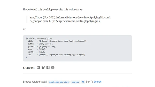 Informal Mentors Grew into ApplyingML.com!
