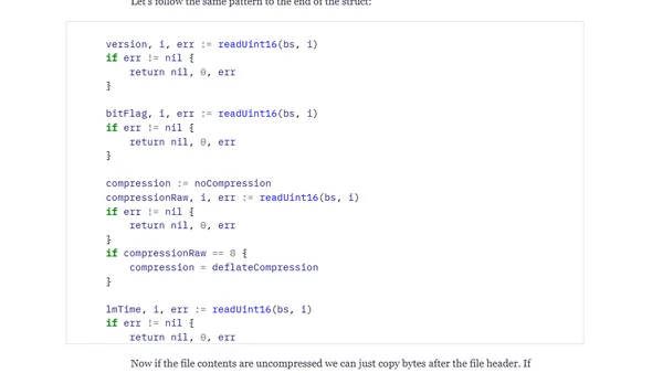 Implementing zip archiving in Golang: unzipping