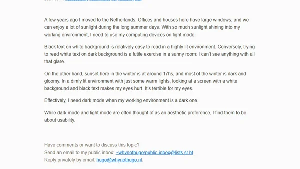 Dark mode is not about aesthetics