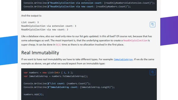 ReadOnlyCollection is not an immutable collection