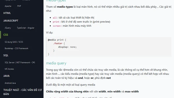 Quy tắc @media trong CSS với thiết kế responsive