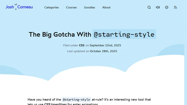 The Big Gotcha With @starting-style