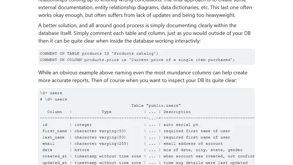 Documenting your PostgreSQL database