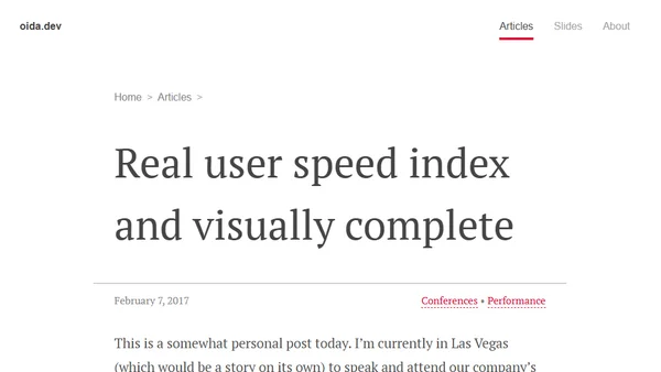 Real user speed index and visually complete