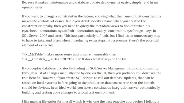 Autogenerated SQL constraint names - why to avoid them