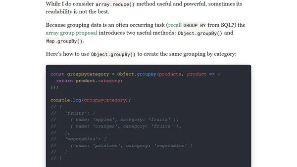 Array Grouping in JavaScript: Object.groupBy()