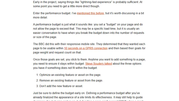 Setting a performance budget