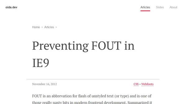 Preventing FOUT in IE9