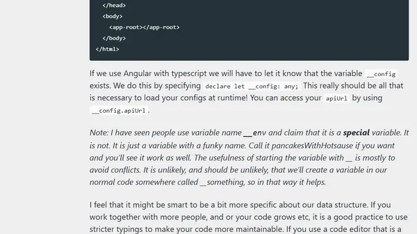 Angular - A minimalistic approach to runtime configurations in docker containers