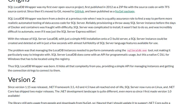 SQL LocalDB Wrapper v2 - The Next Generation