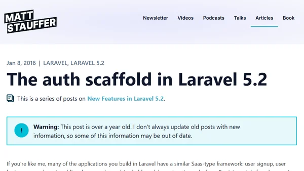 The auth scaffold in Laravel 5.2