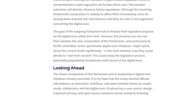 What the European Elections mean for the digital euro