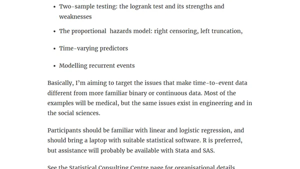 Two-day course: survival analysis