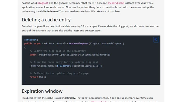 Caching in .NET with MemoryCache