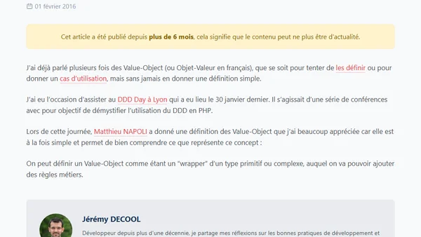Définition d'un Value Object (objet-valeur)