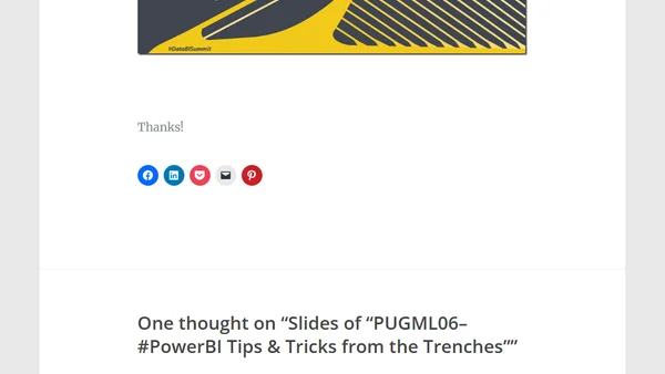 Slides of “PUGML06–#PowerBI Tips & Tricks from the Trenches”