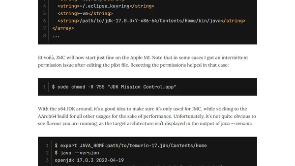 Running JDK Mission Control on Apple M1