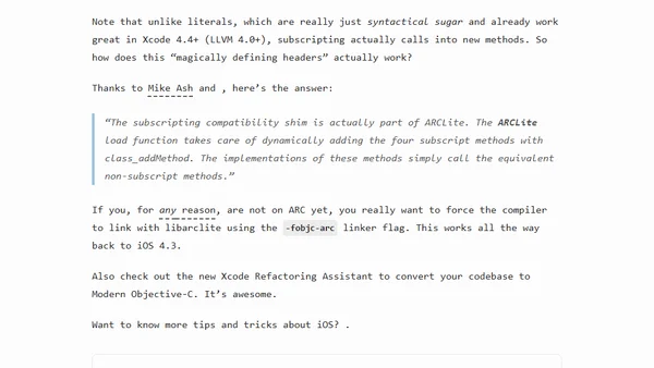 Using Subscripting With Xcode 4.4 And iOS 4.3+