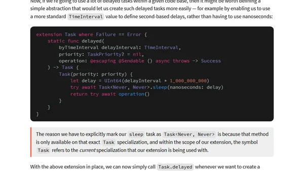 Delaying an asynchronous Swift Task