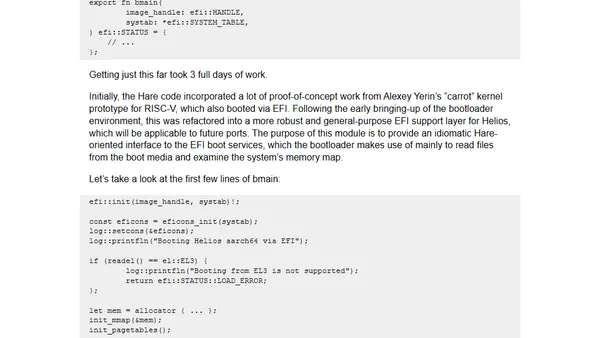 Porting Helios to aarch64 for my FOSDEM talk, part one