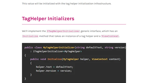 Initialize ASP.NET Core TagHelpers with Shared Data