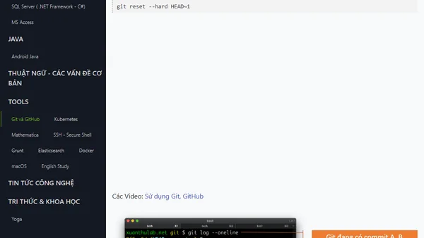 Dùng lệnh git reset hủy commit cuối hoặc staging
