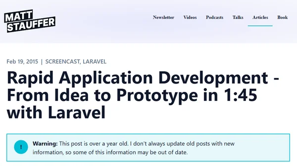 Rapid Application Development - From Idea to Prototype in 1:45 with Laravel 