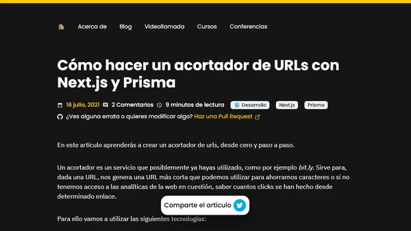 Cómo hacer un acortador de URLs con Next.js y Prisma