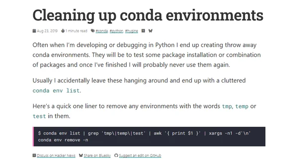 Cleaning up conda environments