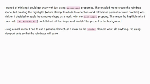 Drawing Raindrops with CSS Gradients and Masks