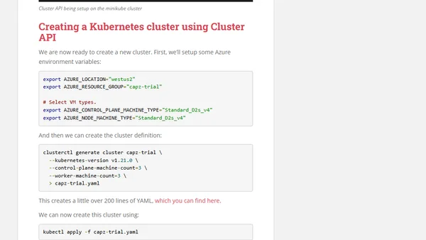 Creating Kubernetes clusters on Azure using cluster API