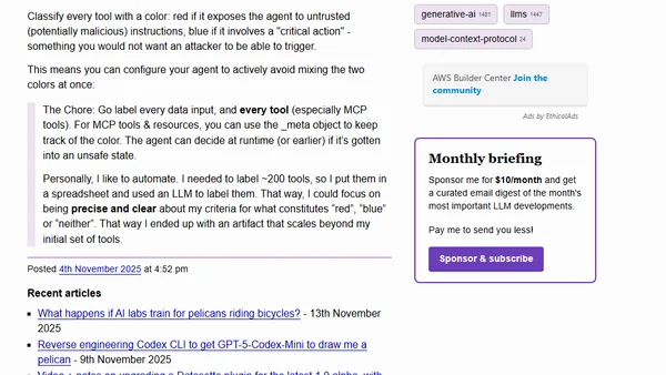 MCP Colors: Systematically deal with prompt injection risk