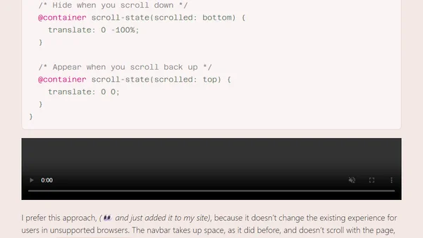 Directional CSS with scroll-state(scrolled)