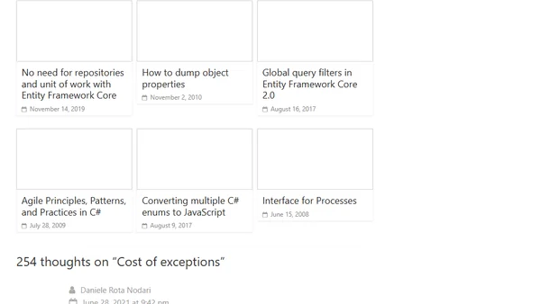 Cost of exceptions