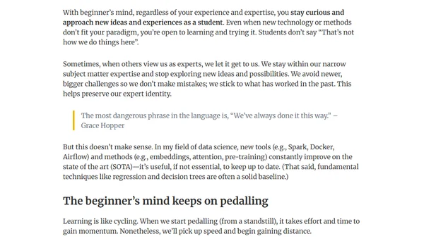 Embrace Beginner's Mind; Avoid The Wrong Way To Be An Expert