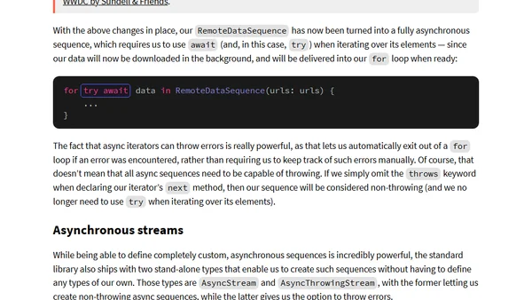 Async sequences, streams, and Combine
