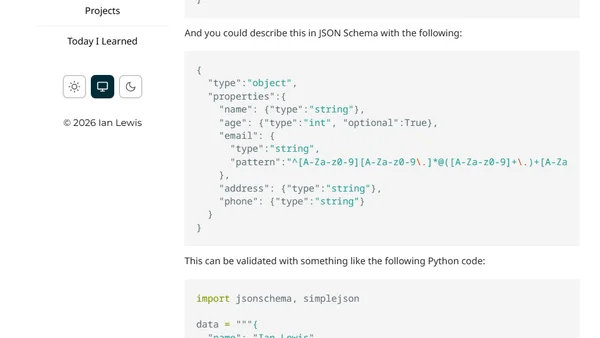 JSON Schema Validator 0.1a for Python