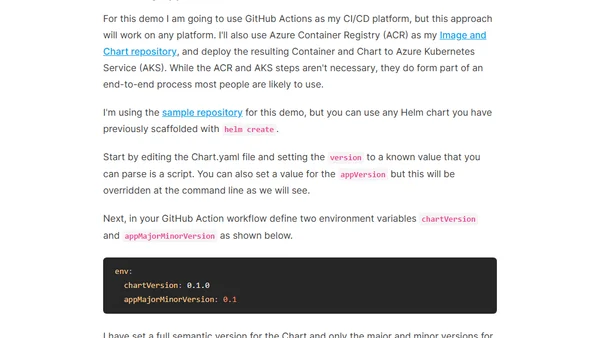 Setting Helm Chart version and appVersion properties during CI/CD with GitHub Actions