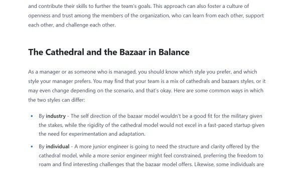 Cathedral vs Bazaar People Management