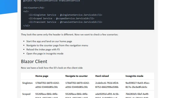 Lifetime Scope in Blazor Client and Server Apps