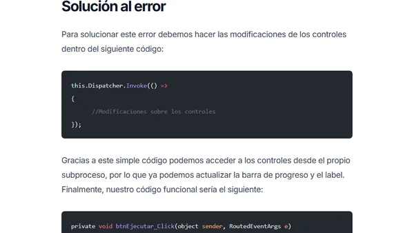 C#: Solución: Operación no valida a través de subprocesos .NET