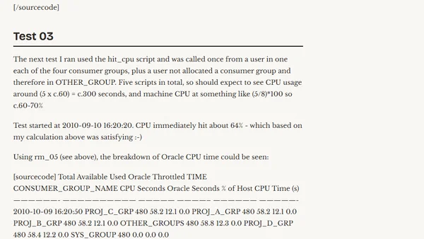 A fair bite of the CPU pie? Monitoring &amp; Testing Oracle Resource Manager
