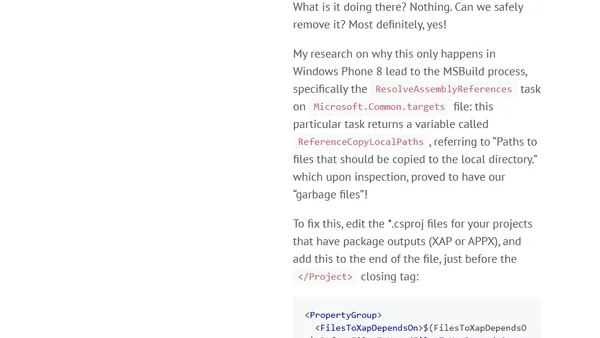 Reduce the size of your XAP/APPX package: time to take out the trash!