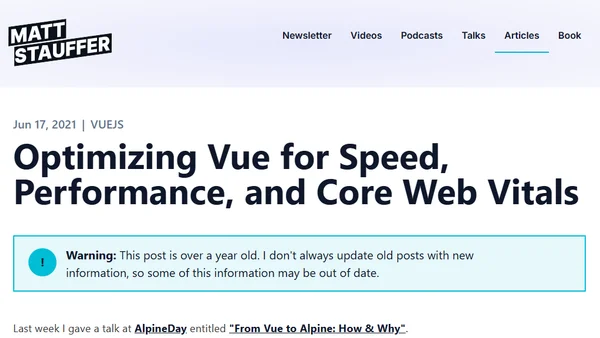 Optimizing Vue for Speed, Performance, and Core Web Vitals