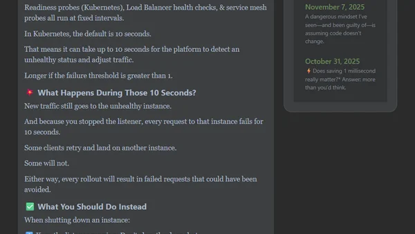 When you shut down an application instance, don't stop the listener immediately — that's how you end up with failed requests during every application rollout. 😢
