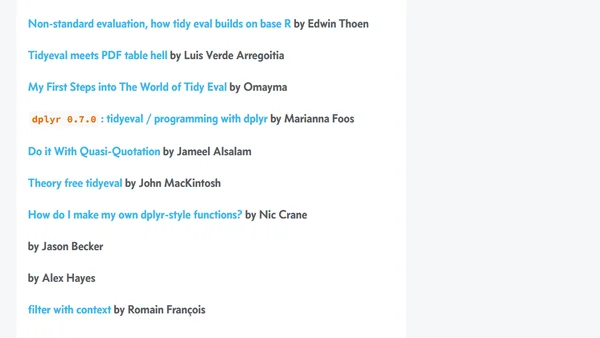 tidyeval resource roundup