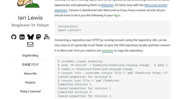 Importing an svn repository into mercurial
